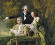Joseph wright of derby D Ewes Coke his wife, Hannah, and his cousin Daniel Coke, by Wright, oil painting reproduction